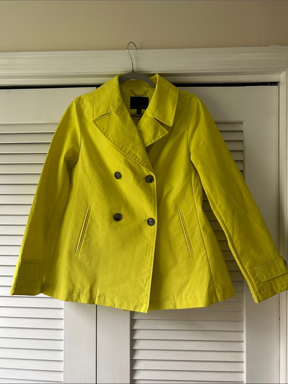 Banana Republic Lemon Yellow Double-Breasted Peacoat